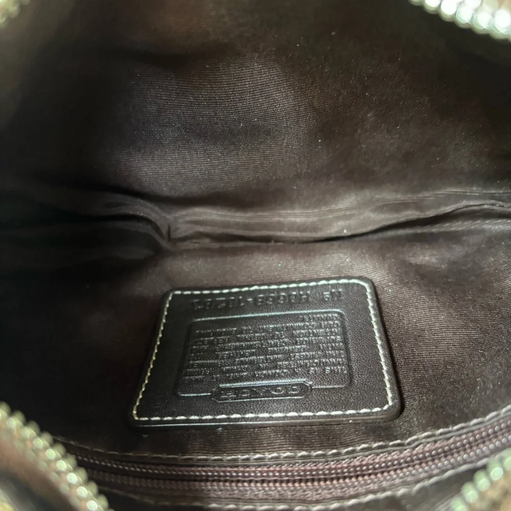 Vintage Coach Brown Canvas Mini Hobo Leather Trim Shoulder Bag Purse Y2K 10283 - Picture 13 of 14